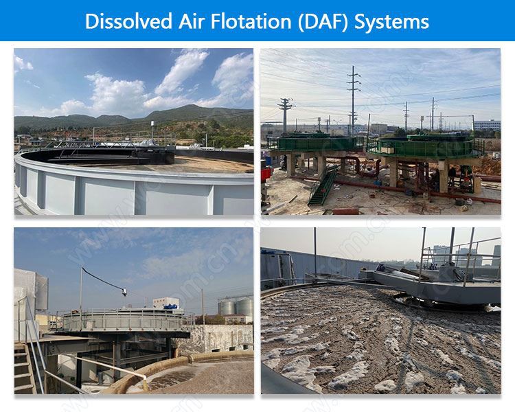 Dissolved air flotation systems (DAF) for wastewater treatment