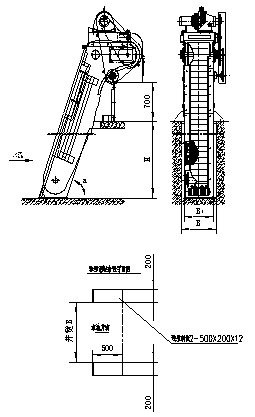 WZL type rotary chain fine grille decontamination machine drawing